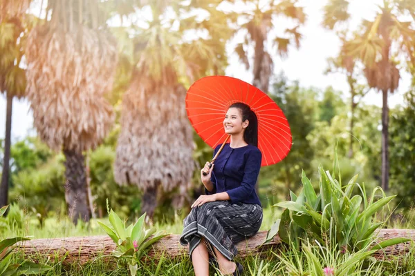 Women Asia Farmer Field Portrait Beautiful Young Asian Woman Happiness — Stock Photo, Image