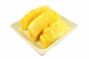 taze ananas izole / tatlı Ananas Meyve dilim beyaz arka plan tropikal meyve plaka üzerinde izole 