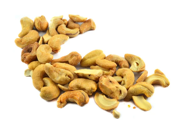 Anacardos Aislados Pila Nueces Anacardo Asado Crujiente Cocinero Asado Frijol — Foto de Stock