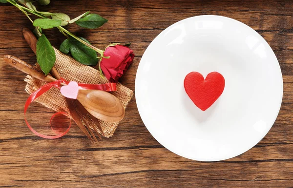 Cena San Valentino Romantico Amore Cibo Amore Concetto Cucina Cuore — Foto Stock