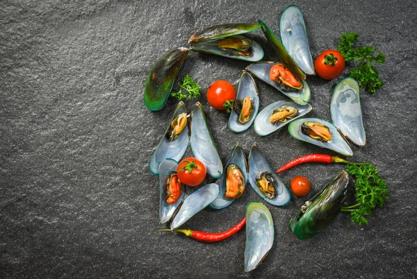 Shell Mussel Cooking Seafood Plate Shellfish Green Mussels Ocean Gourmet — Stock Photo, Image