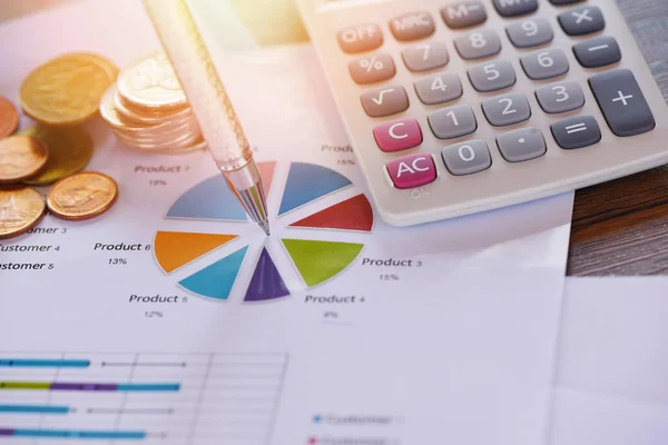 Gráfico Relatório Negócios Preparando Gráficos Calculadora Conceito Moeda Relatório Sumário — Fotografia de Stock