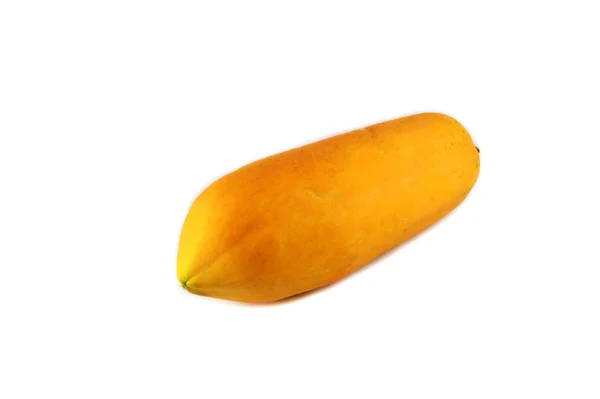 Papaya Madura Fruta Tropical Amarilla Sobre Fondo Blanco — Foto de Stock