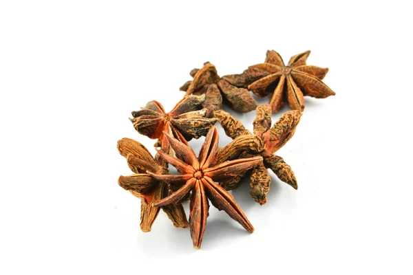 Kinesisk Krydda Stjärnanis Frukt Isolerad Vit Bakgrund Star Anis Badian — Stockfoto