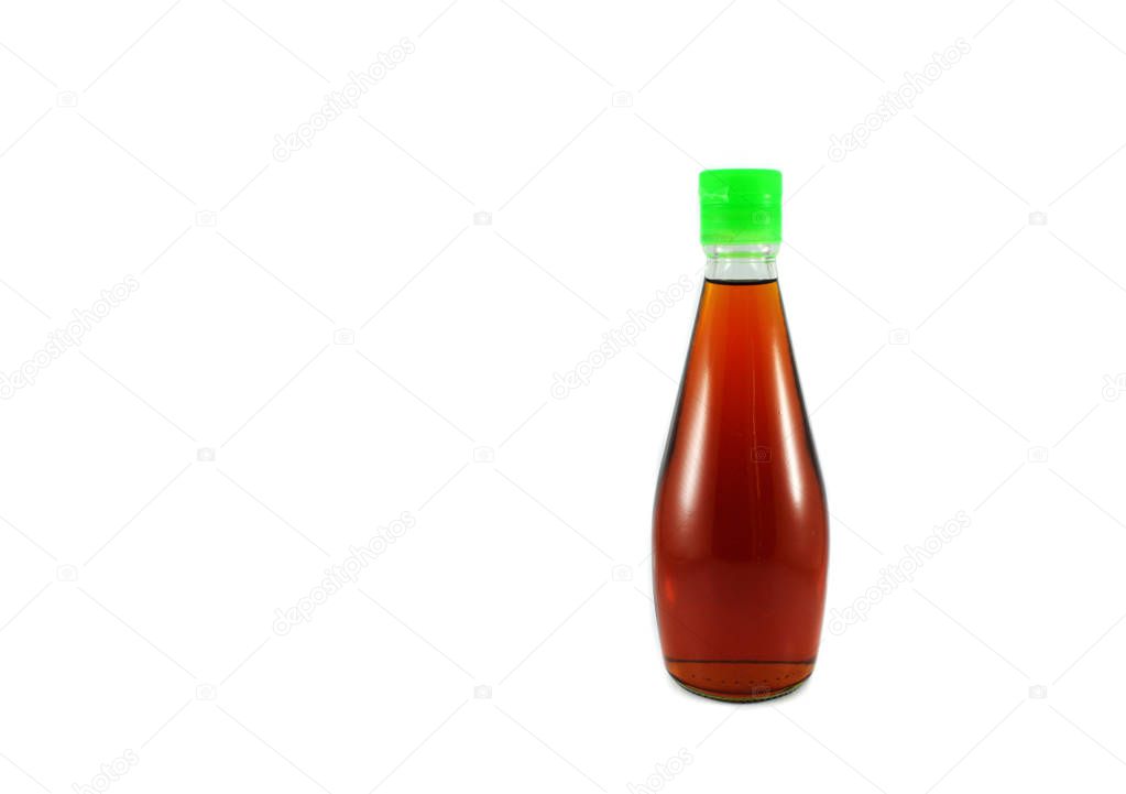 glass bottle fish sauce isolated on white background 