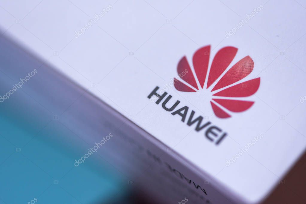 Bangkok, Thailand - January 28, 2019 : Package box of New Tablet huawei mediapad t3 10 inch front HUAWEI logo on top