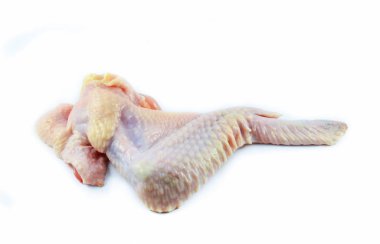 Beyaz arka plan üzerinde izole taze çiğ tavuk kanadı