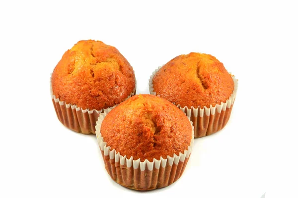 Muffin Banana Cupcake Isolato Sfondo Bianco Dessert Delizioso Base Banane — Foto Stock