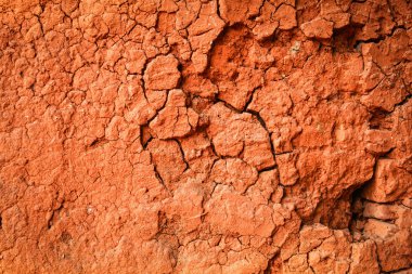 Kırmızı toprak kil doku arka plan kırık desen duvar Kuru 