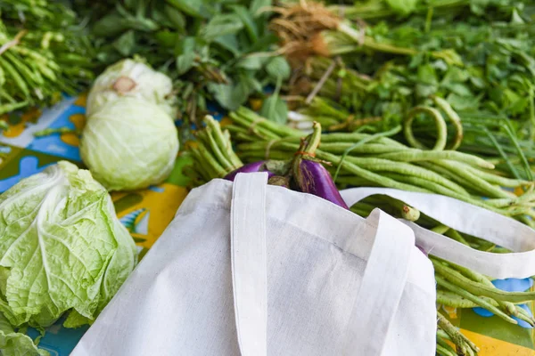 Zero waste use less plastic concept / Fresh vegetables organic i — Stock Photo, Image