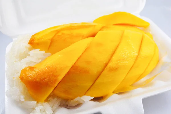 Mango sticky rice with coconut milk thai dessert — Stock Photo, Image