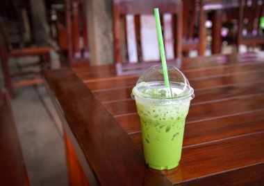 Buzlu yeşil çay plastik kap matcha yeşil çay kahve frappe ve 