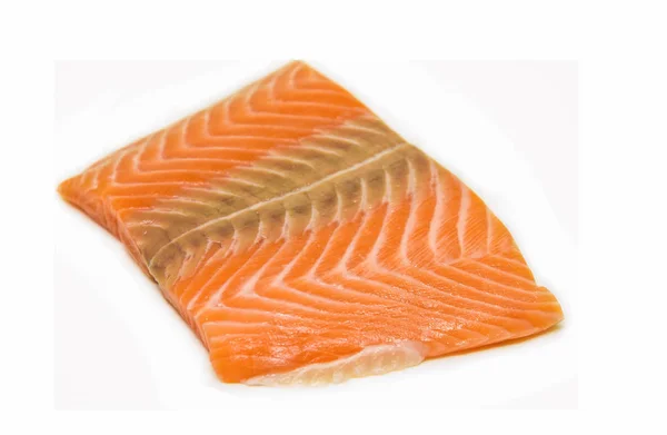 Frischen rohen Lachsfilet Fisch isoliert auf weißem Hintergrund — Stockfoto