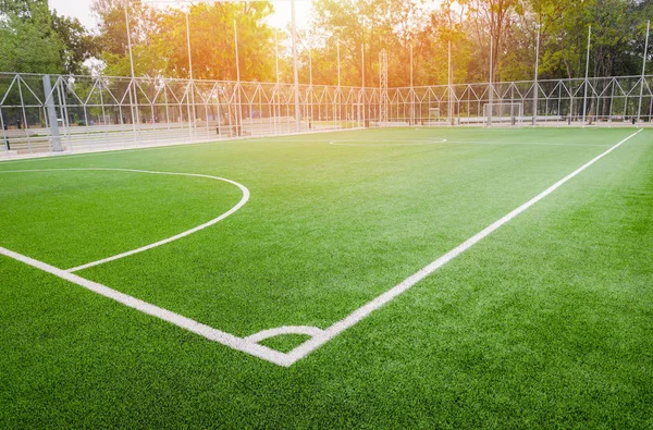 Voetbalveld - Futsal veld / groen gras sport outdoor-wit — Stockfoto