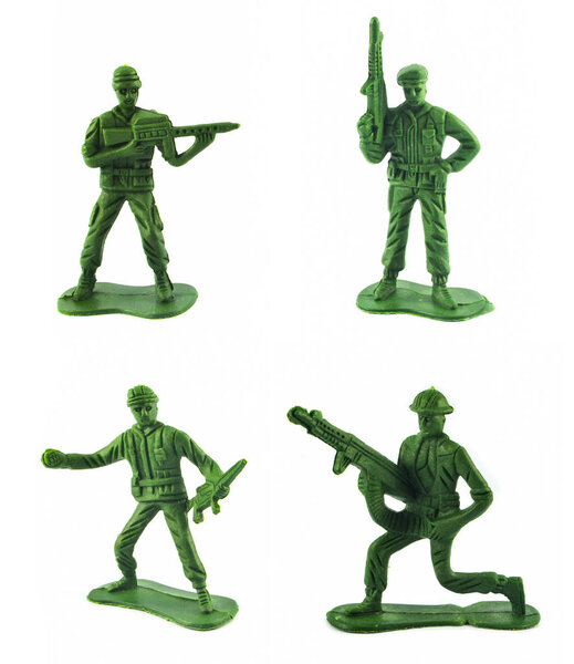 Set of Miniature toy soldier isolated on white background