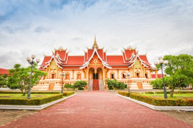 Vientiane Laos: Landmark laos Tapınağı Budizm içinde güzel bir