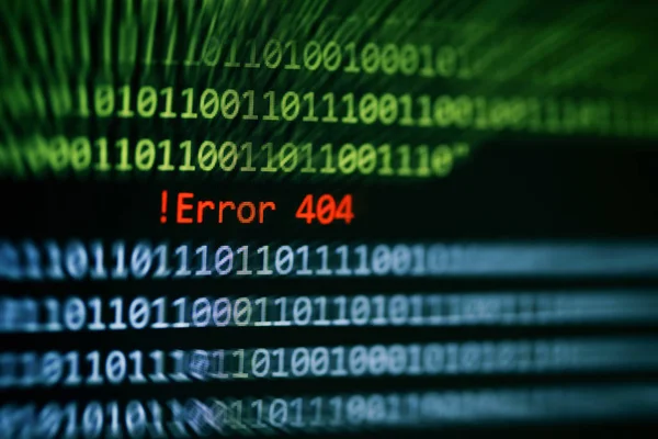 Technology binary code number data alert ! Error 404 message on