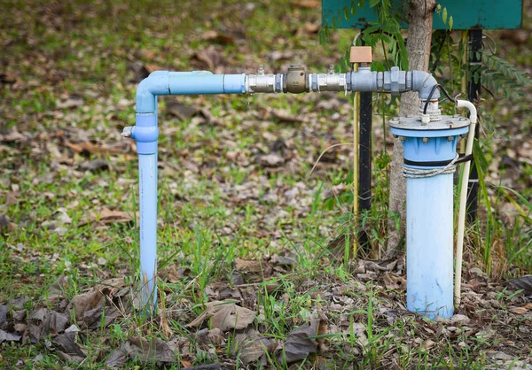 Groundwater well with pvc pipe and system electric deep well sub — Stock Photo, Image