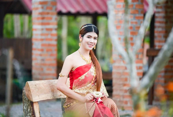 Asia woman thai style dress / Portrait of beautiful young girl s — Stock Photo, Image