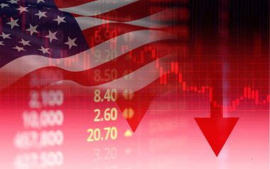 Amerika Birleşik Devletleri. Amerika borsa kriz kırmızı fiyat ok grafik aşağı düşmek