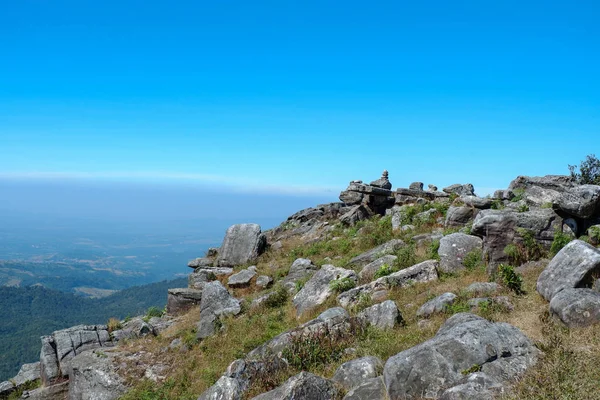 Landscape beautiful stone rock on top hill mountain — Stock Photo, Image