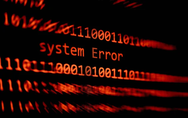 Technology binary code number data alert System Error message on