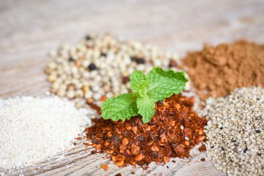 baharat arka plan ve nane yaprağı - otlar ve sp yakın