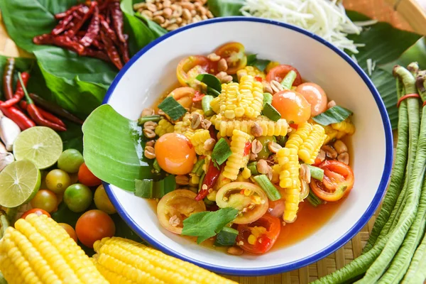 salad corn spicy with fresh vegetables herbs and spices ingredie