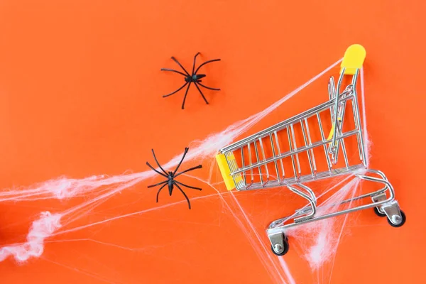 Halloween Shopping Holiday concept-accessoires met zwarte SPID — Stockfoto