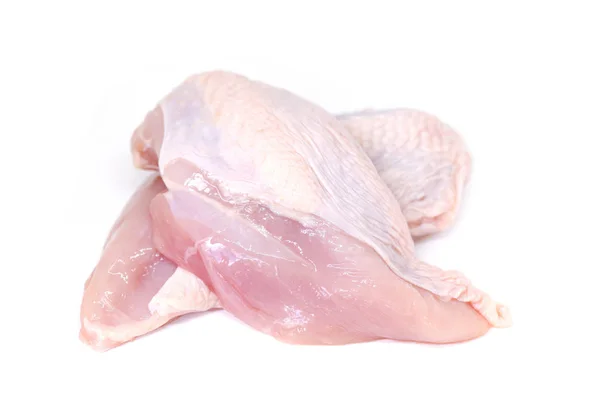 Poitrine de poulet isolée sur fond blanc - poussin cru non cuit — Photo