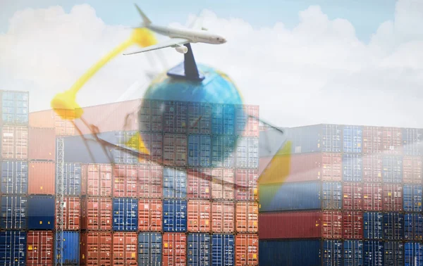 Conteneurs logistique exportation importation cargo transporteur aérien Commerce — Photo
