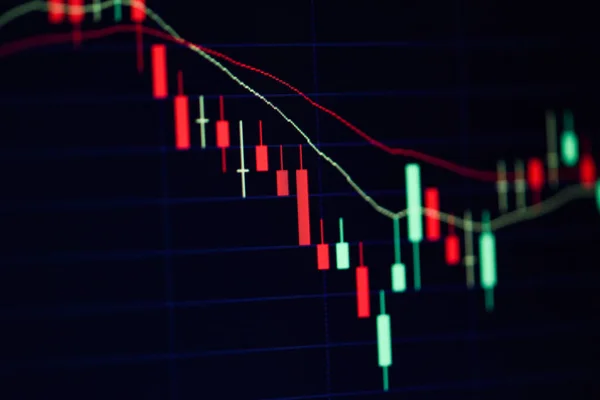 Crisi azionaria rosso calo dei prezzi grafico calo - grafico borsa — Foto Stock