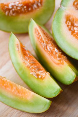Muskmelon dilimlenmiş kavun Thai tropikal meyve Asyalı.