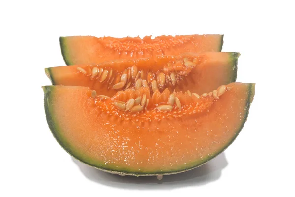 Cantaloupe Melone Isoliert Auf Weißem Hintergrund — Stockfoto