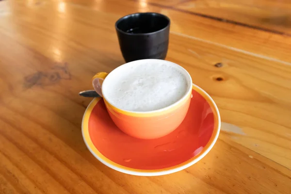 Fresh Milk Mix Honey Orange Ceramic Cup — Stock Photo, Image