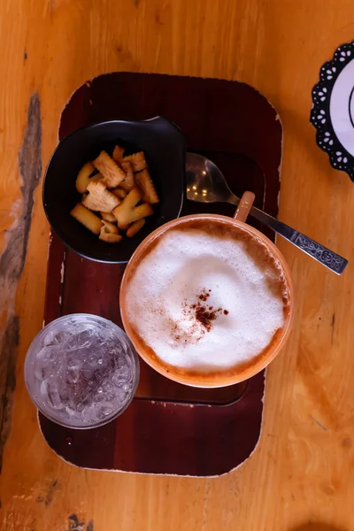 Coffee with  bread  in the morning on Desk for work