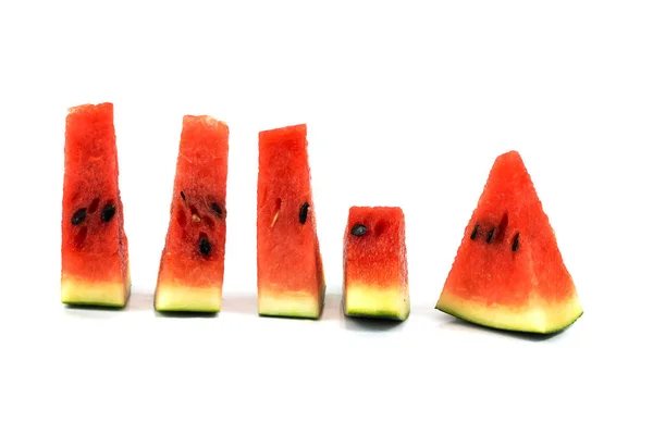 Fräsch Vattenmelon Från Gården Isolera Vit — Stockfoto