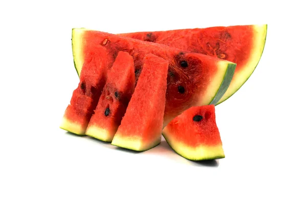 Verse Watermeloen Uit Farm Isoleren Wit — Stockfoto