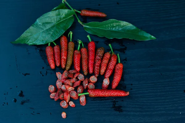 Lange Peper Indiase Lange Peper Javaanse Lange Sambal Kruiden Met — Stockfoto