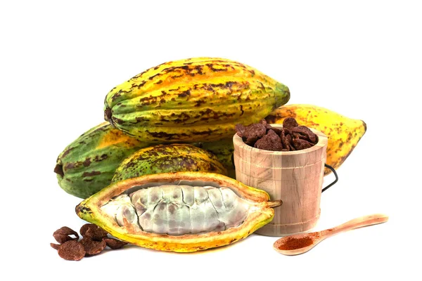 Buah Kakao Segar Dengan Crunch Kakao Produk Produksi Dari Kakao — Stok Foto