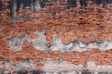 Antik kentin tuğla yapılmış duvar yok Phra Nakhon Si Ayutthaya Tayland il savaşta üzerinden