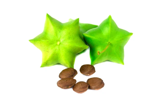Sacha Inchi Sementes Cápsulas Frescas Fruto Isolado Amendoim Sacha Inchi — Fotografia de Stock