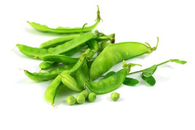 Yeşil taze çalı fasulyesi izole beyaz arka plan üzerinde