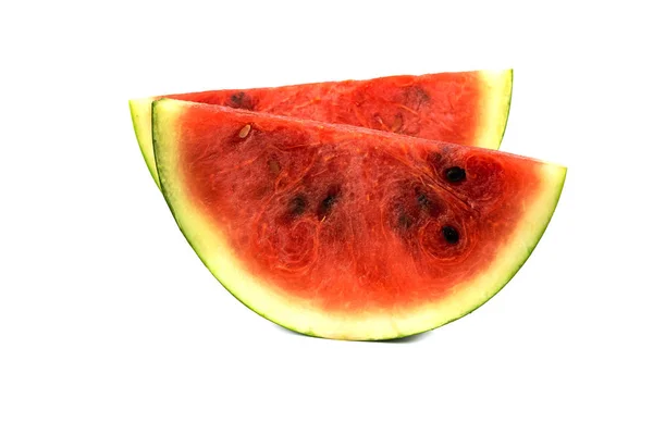 Fräsch Vattenmelon Frukt Från Trädgården Isolatet Vit — Stockfoto