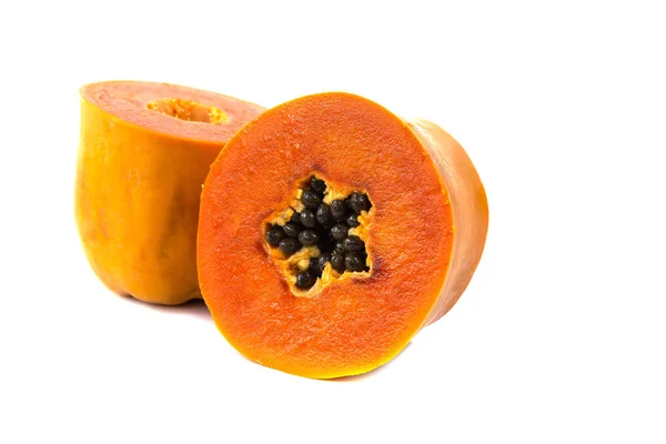 Słodki Papai Owoców Izolat Białym — Zdjęcie stockowe