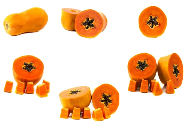 Tatlı papaya meyve izole beyaz