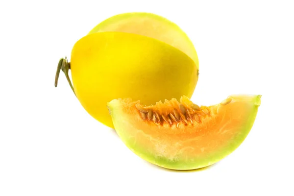 Half Melon Fruit Isolate White Background — Stock Photo, Image