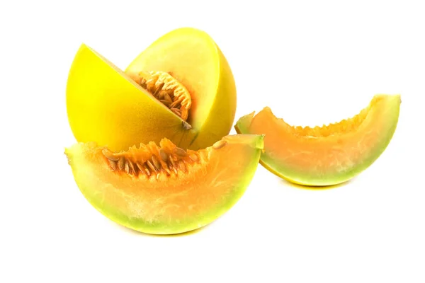 Halv Melon Frukt Isolat Vit Bakgrund — Stockfoto