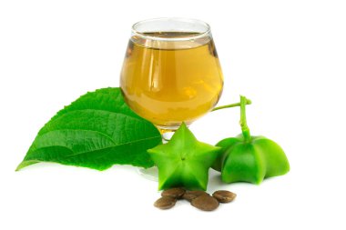 Sacha Inchi, çay ile sacha-Inchi fıstık taze kapsül tohumları meyve 