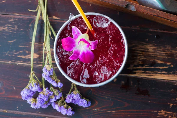 Delizioso Succo Roselle Con Fiori Pisello — Foto Stock